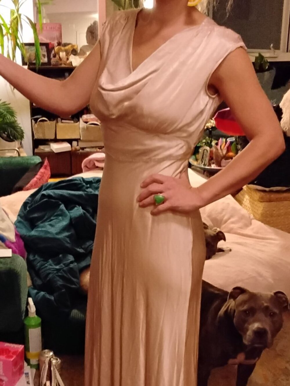 New ghost silk champagne colored dress